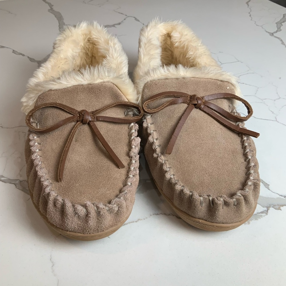 J. Crew suede moccasin slippers size 12. - Picture 2 of 7